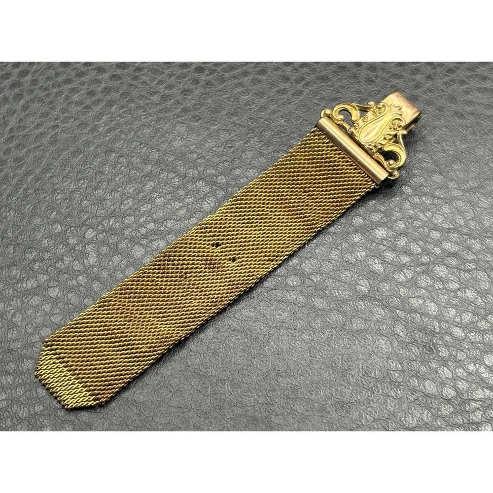 Antique Victorian Gold Filled Mesh Watch Fob Chain Ornate Clasp READ